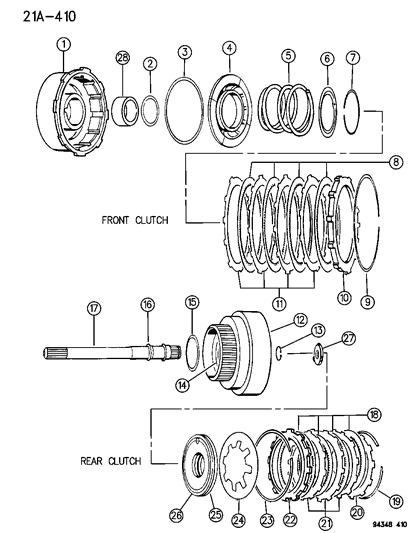 1996 Dodge Ram Wagon Clutch , Front & Rear With Gear Train Diagram 1