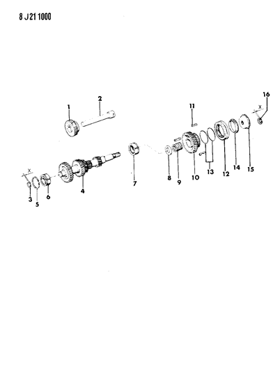 1987 Jeep Wagoneer Gear Train, Reverse Idler Diagram