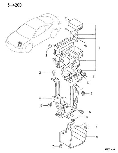 1996 Chrysler Sebring Anti-Skid Brake Control (ABS) Diagram