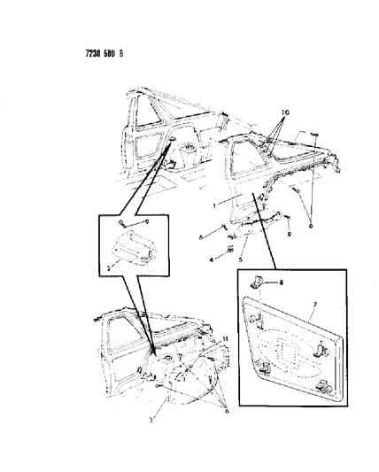 1987 Dodge Omni Panel - Quarter Trim Diagram 1