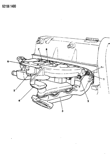 1992 Dodge Shadow Manifolds - Intake & Exhaust Diagram 1