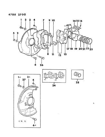 1984 Dodge Ram 50 Brakes, Front Diagram