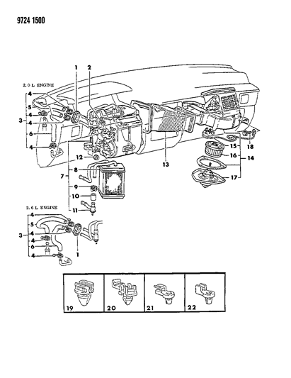 1989 Dodge Ram 50 Heater Unit & Heater Plumbing Diagram