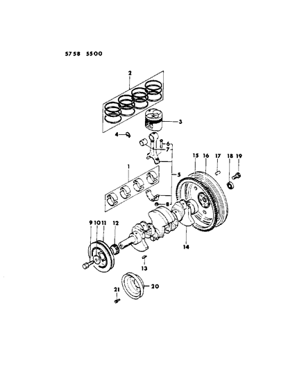 1985 Dodge Colt Crankshaft & Piston Diagram 4