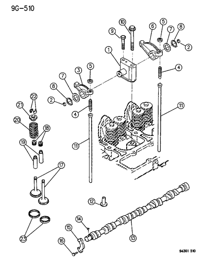 1994 Dodge Ram 2500 Camshaft & Valves Diagram 1