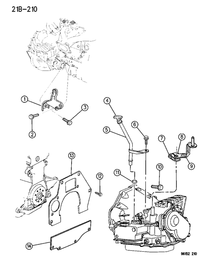 1996 Chrysler Town & Country Transaxle Mounting & Miscellaneous Parts Diagram 3