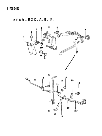 1991 Dodge Ram 50 Lines & Hoses - Rear Diagram 2