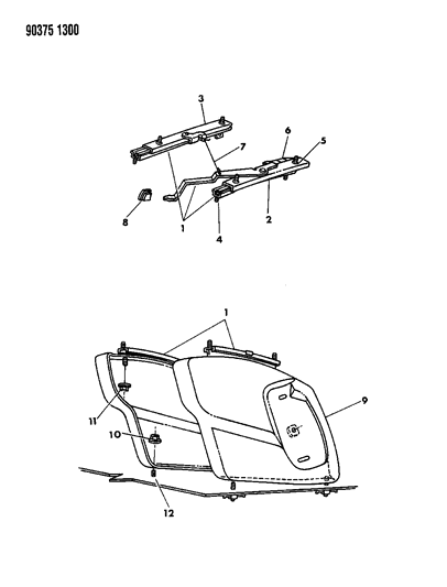 1992 Dodge Ram Wagon Adjusters & Riser, Bucket Seat Diagram