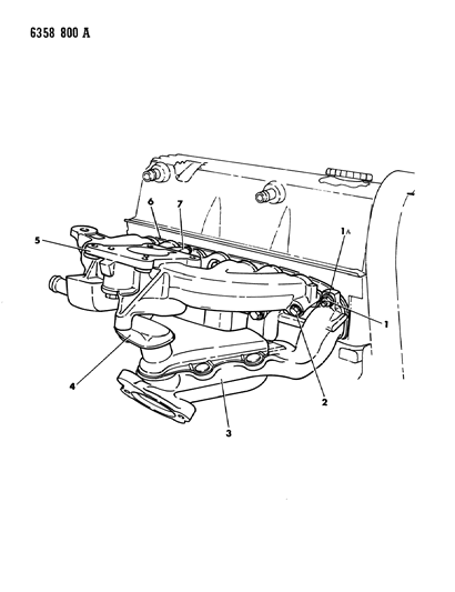 1987 Dodge Dakota Manifolds - Intake & Exhaust Diagram 1