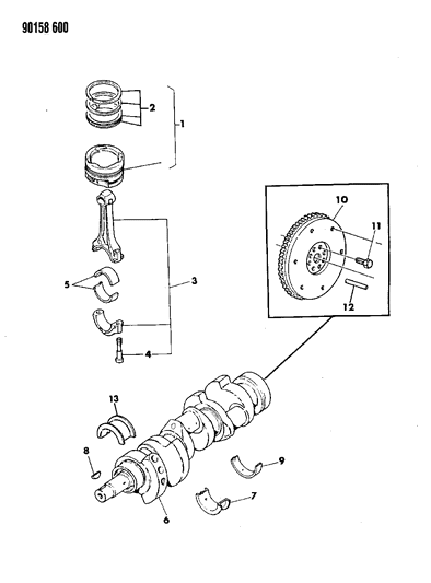 1990 Chrysler TC Maserati Crankshaft , Pistons And Torque Converter Diagram 1