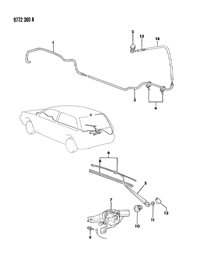 1989 Dodge Colt Liftgate Wiper & Washer System Diagram