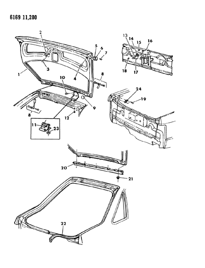 1986 Chrysler LeBaron GTS Liftgate Panel Diagram