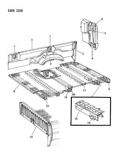 1987 Dodge Dakota Floor Box & Panel Diagram