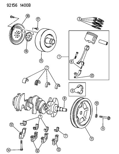 1992 Chrysler New Yorker Crankshaft , Pistons And Torque Converter Diagram 1