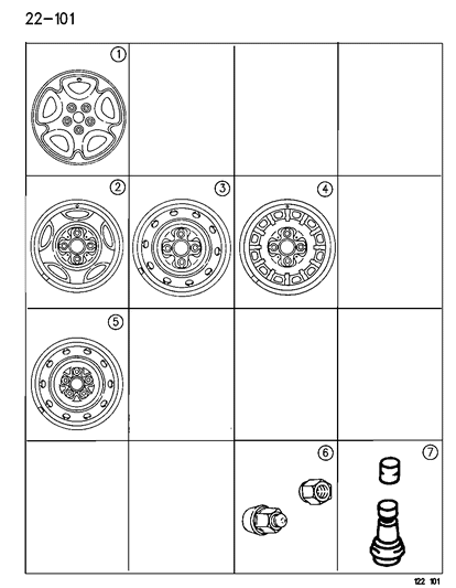 1996 Dodge Neon Wheel Steel Black 13X5.0B Diagram for 4684509