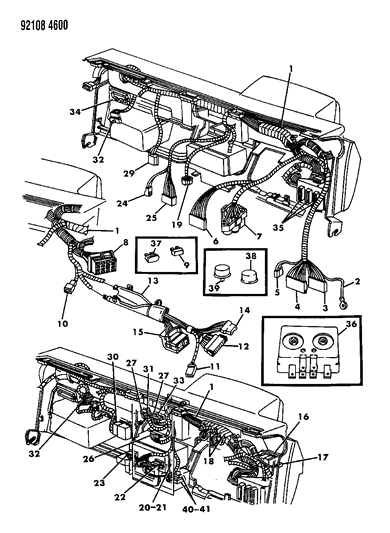 1992 Dodge Shadow INSULATOR-9 Way (Female) Head Lamp Sw Diagram for 4527299