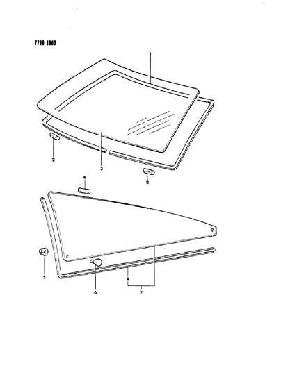 1987 Chrysler Conquest Glass - Windshield & Quarter Diagram