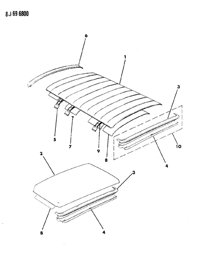 1990 Jeep Grand Wagoneer Panels - Roof Diagram