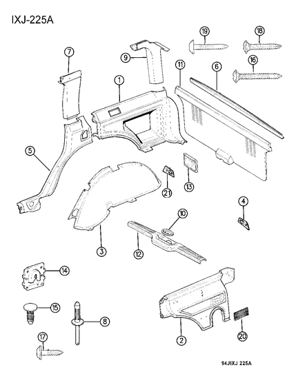 1996 Jeep Cherokee Molding Quarter Trim Diagram for 5ES27RY6