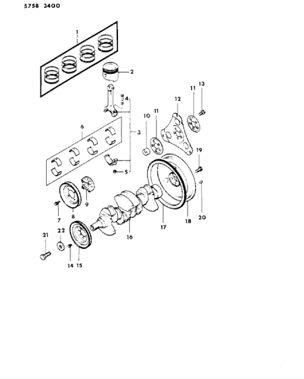 1986 Dodge Conquest Crankshaft & Piston Diagram 2