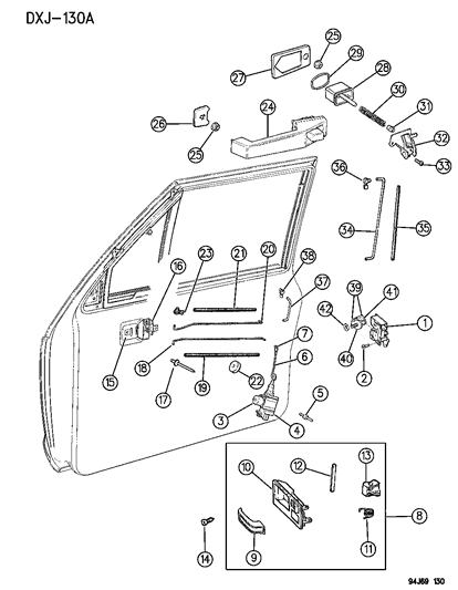 1996 Jeep Cherokee Handle-Door Outside-RH(Black) Diagram for 55024926