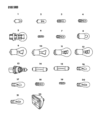 1988 Chrysler Fifth Avenue Bulb Cross Reference Diagram