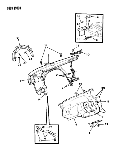 1989 Dodge Diplomat Fender & Shield Diagram