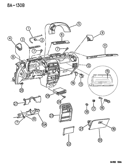 1994 Chrysler LeBaron Bezel Instrument Panel CLUS Sw Trim Diagram for 5265504