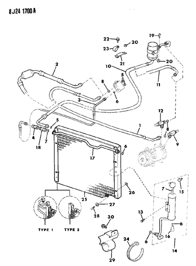 1987 Jeep Wagoneer Receiver/Drier, Condenser & Hoses Diagram 2