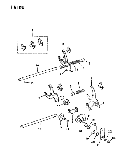 1991 Jeep Grand Wagoneer Forks, Rails, Shafts Diagram