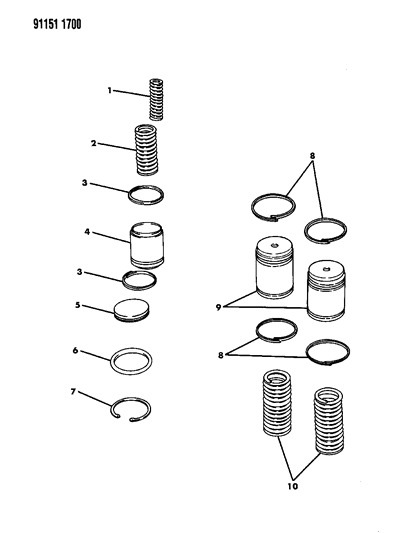 1991 Dodge Grand Caravan Accumulator Piston & Spring Diagram