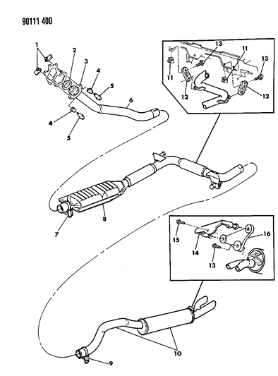 1990 Chrysler TC Maserati Exhaust System Diagram 1