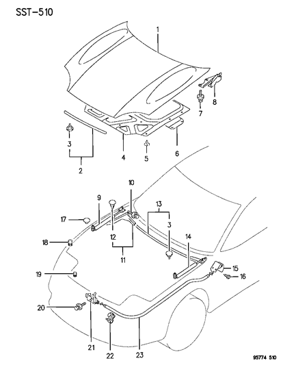 1995 Dodge Stealth Hood Diagram