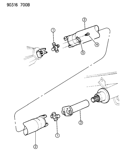 1991 Dodge D150 Shaft - Single Propeller Diagram 2