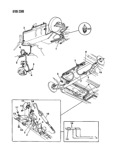 1988 Dodge Caravan Lines & Hoses, Brake Diagram