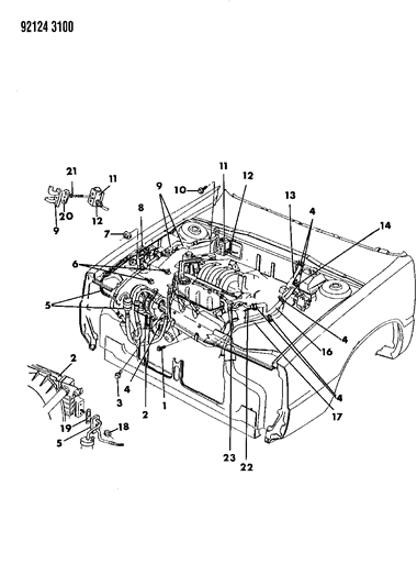 1992 Dodge Dynasty Plumbing - A/C & Heater Diagram 2