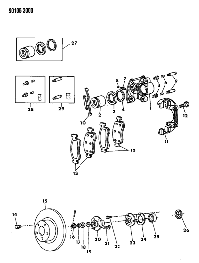 1990 Chrysler TC Maserati Brakes, Front Diagram