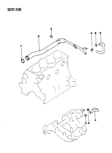 1990 Dodge Colt Water Hose & Pipe Diagram 2