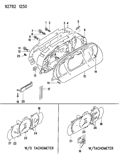 1994 Dodge Colt Cluster, Instrument Panel Diagram 2