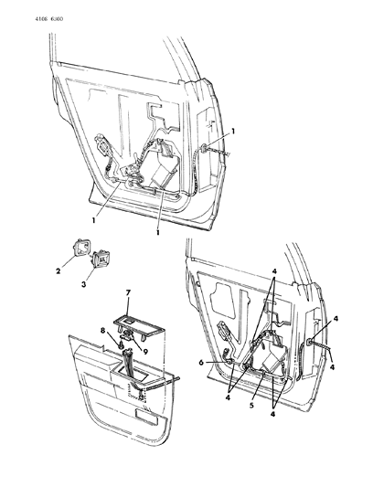 1984 Dodge 600 Wiring & Switches - Rear Door Diagram