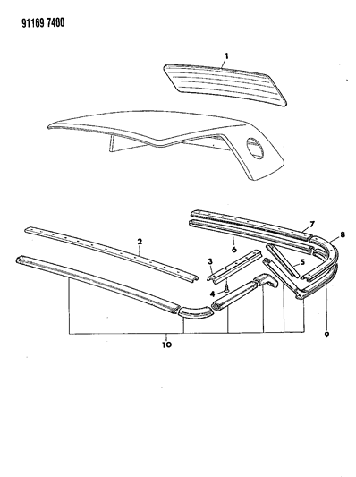 1991 Chrysler TC Maserati Glass - Backlite & Retainer Diagram