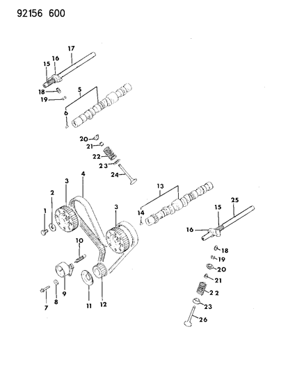 1992 Chrysler LeBaron GTC Camshaft & Valves Diagram 2