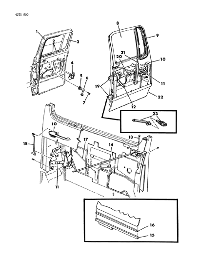 1984 Dodge W250 Door, Rear Complete Diagram