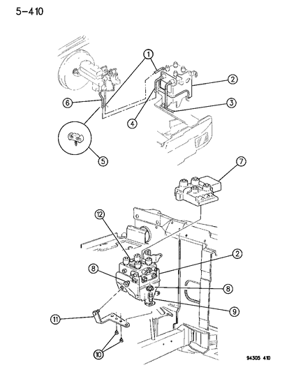 1995 Dodge Ram Wagon Control, Hyd Unit W/Abs, W/A.W.A.L. Diagram for R2007310