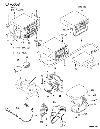 1996 Dodge Avenger Speaker Rear Diagram for MB954762
