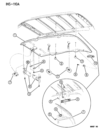 1996 Chrysler Town & Country Cap End-SUNVISOR Diagram for LD43SK4