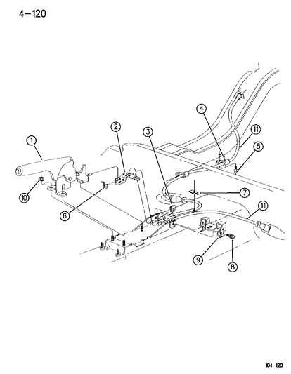 1996 Dodge Stratus Lever & Cables, Parking Brake Diagram