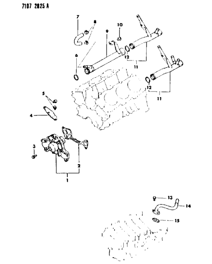 1987 Dodge Omni Water Pump & Related Parts Diagram 3