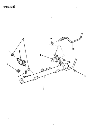 1992 Chrysler LeBaron Fuel Rail & Related Parts Diagram 2