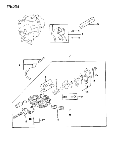 1989 Dodge Ram 50 Carburetor Throttle Parts Diagram